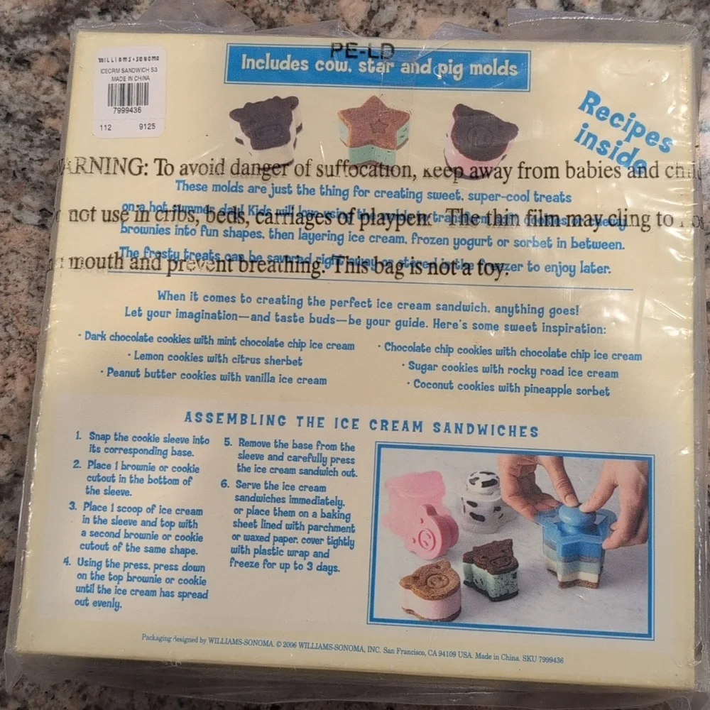 Williams Sonoma Animal and Star Ice Cream Molds - Pink, Blue, Gray